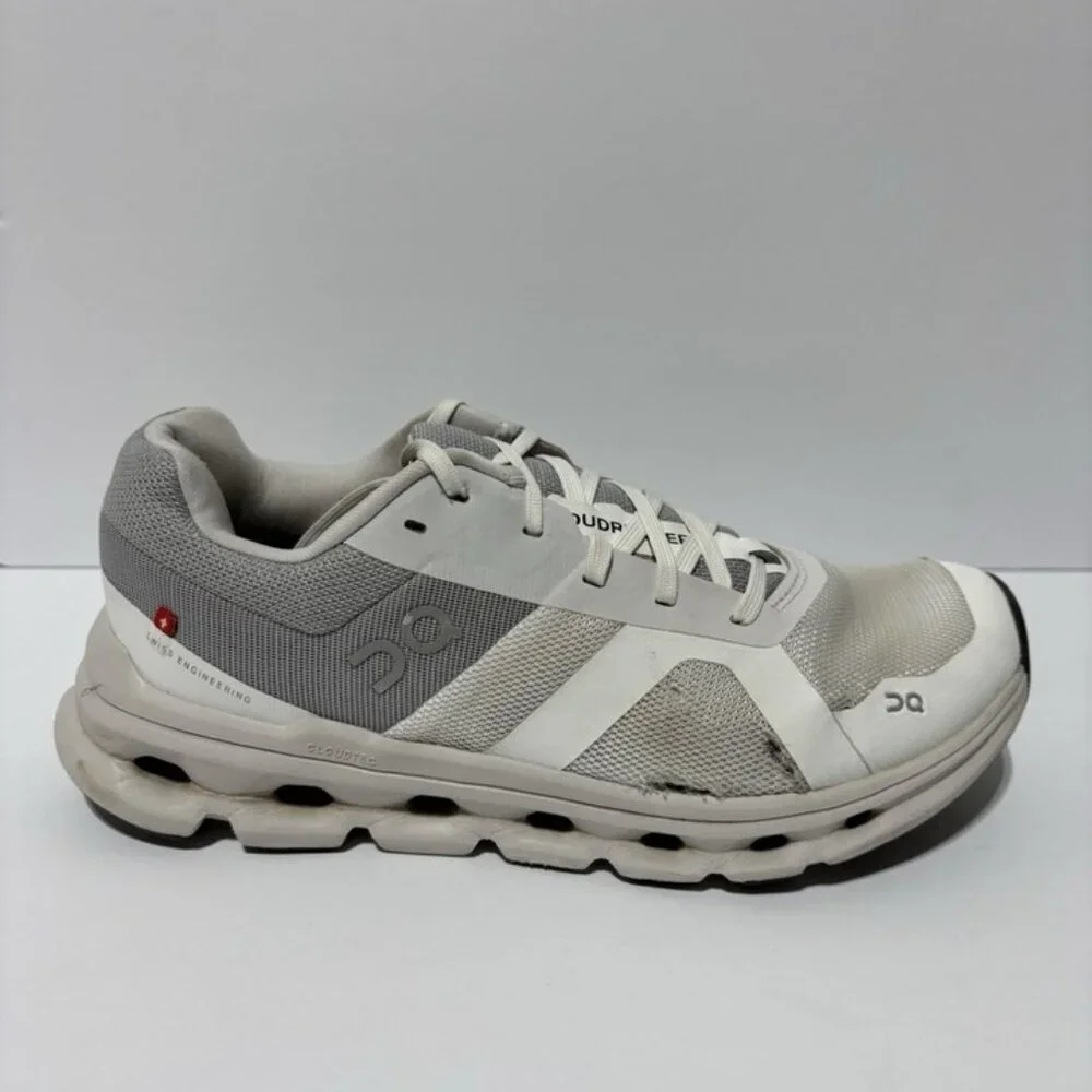 On Women’s Cloudrunner, White/Frost Running Shoes, Size 7 M